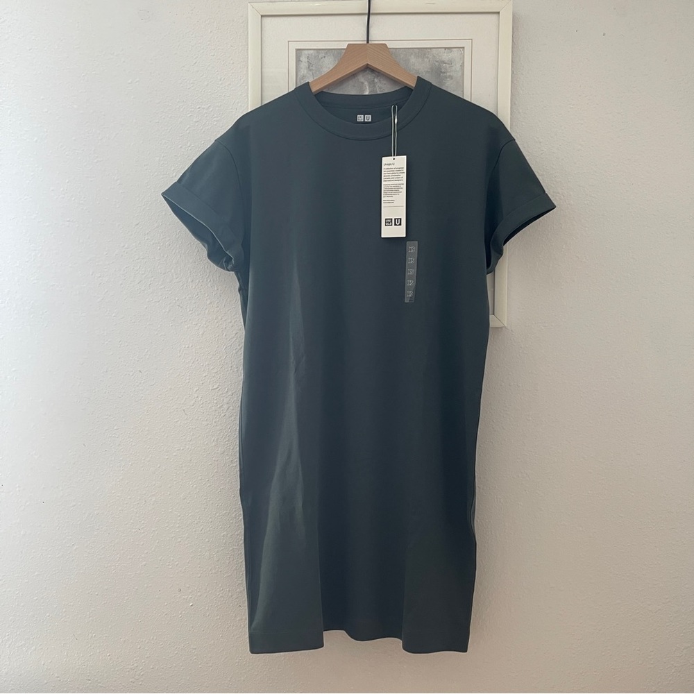 NWT Uniqlo U Crew Neck Short Sleeve T T-Shirt Dress XS Dark Blue Cotton Lemaire